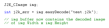 Code snippet of J2K-Codec usage